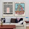 Wall art By Keith Haring 2 Sets Gold Frame Canvas – 50×50 cm