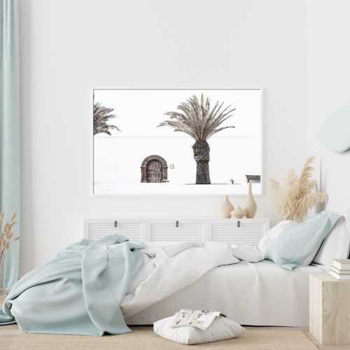 European Palm Tree White Frame Canvas Wall Art – 50×70 cm