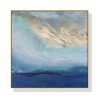 Abstract gold blue square size Gold Frame Canvas Wall Art – 70×70 cm