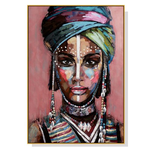 African woman II Gold Frame Canvas Wall Art – 50×70 cm