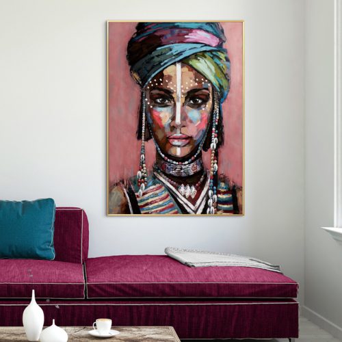 African woman II Gold Frame Canvas Wall Art – 50×70 cm