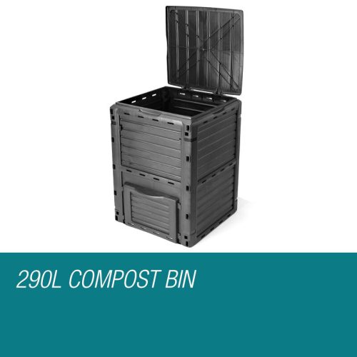 PLANTCRAFT 290L Aerated Compost Bin Food Waste Garden Recycling Composter – Dark Grey