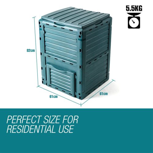 PLANTCRAFT 290L Aerated Compost Bin Food Waste Garden Recycling Composter – Bottle Green