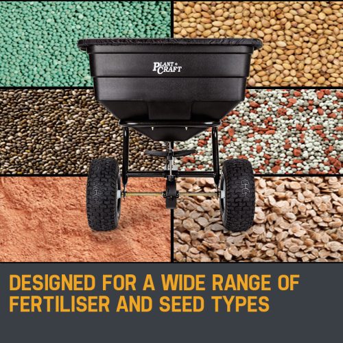 PLANTCRAFT Tow Behind Broadcast Spreader Seed Fertiliser Tow Rotary – 90 kg