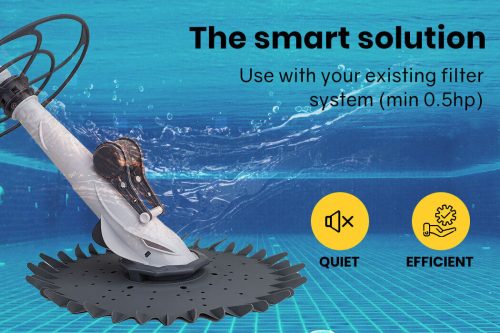 Aurelaqua Swimming Pool Cleaner Floor Climb Wall Automatic Vacuum 10M Hose – White