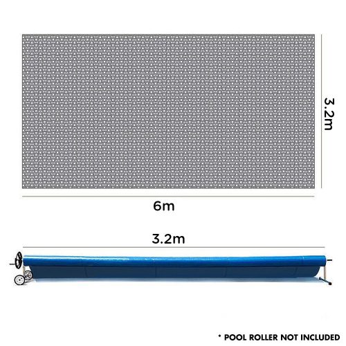 AURELAQUA Solar Swimming Pool Cover 500 Micron Heater Bubble Blanket – 6×3.2 m, Blue and Silver