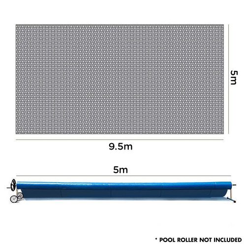 AURELAQUA Solar Swimming Pool Cover 500 Micron Heater Bubble Blanket – 9.5×5 m, Blue and Silver