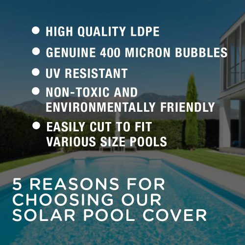 AURELAQUA Solar Swimming Pool Cover 500 Micron Heater Bubble Blanket – 9.5×5 m, Blue and Silver
