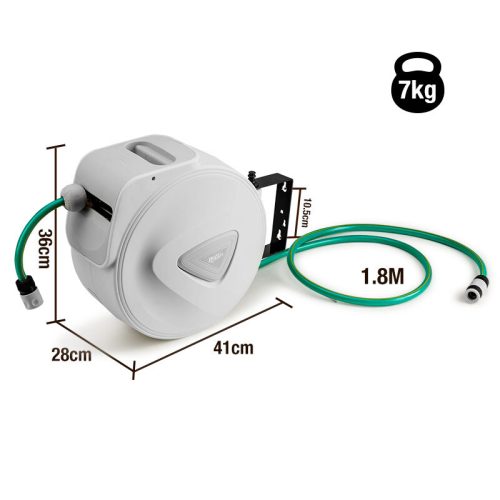 PLANTCRAFT Retractable Garden Water Hose Reel Storage Spray Gun Rewind – 20 M