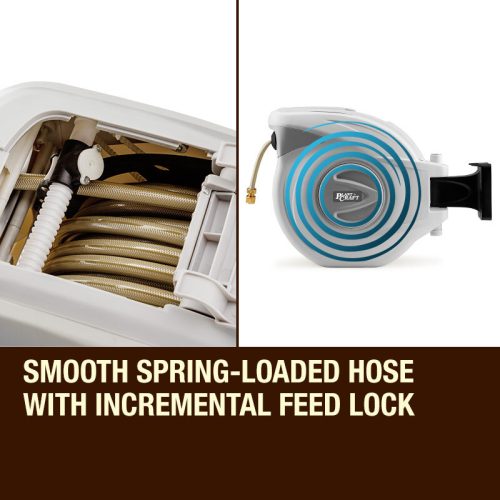 PLANTCRAFT Retractable Garden Water Hose Reel Storage Spray Gun Rewind – 30 M