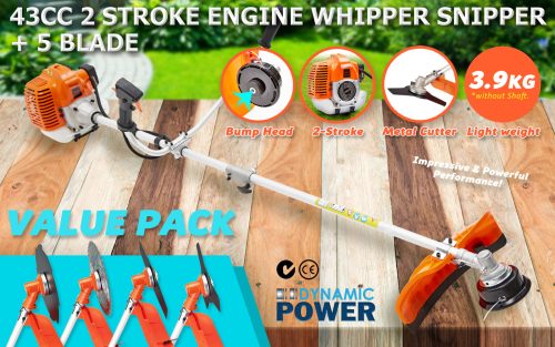 Garden Whipper Snipper Brush Cutter – 43cc + 4 Blade