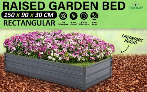 Home Ready Grey Raised Garden Bed Stand Galvanised Steel Planter