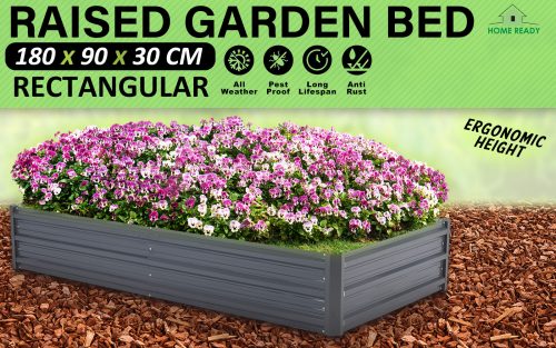 Home Ready Grey Raised Garden Bed Stand Galvanised Steel Planter