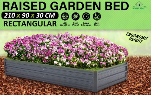 Home Ready Grey Raised Garden Bed Stand Galvanised Steel Planter