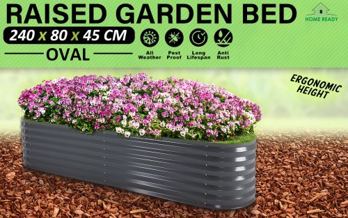 Home Ready Grey Raised Garden Bed Galvanised Steel Planter