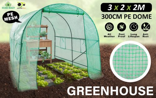 Home Ready Dome Tunnel Hoop Polytunnel Greenhouse Walk-In Shed PE – 3x2x2 m