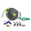 Dynamic Power Garden Water Hose Retractable Rewind Reel Wall Mounted – 20M + Brass Gun
