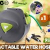 Dynamic Power Garden Water Hose Retractable Rewind Reel Wall Mounted – 30M + Brass Gun