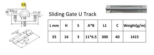 Sliding Gate Hardware Accessories Kit – Track – 2×1 m