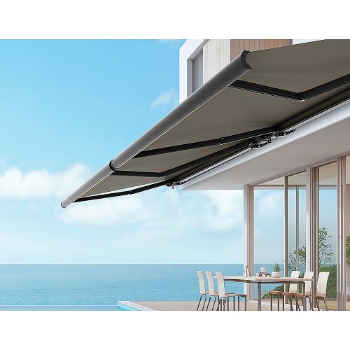 Retractable Folding Arm Awning Heavy Duty Full Cassette Motorised – 4 x 3 M, Grey