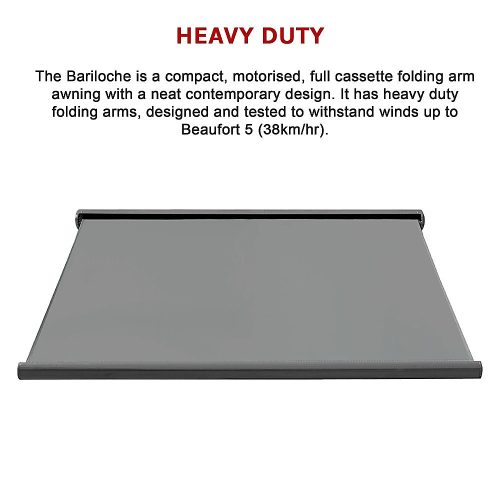 Retractable Folding Arm Awning Heavy Duty Full Cassette Motorised – 5 x 3 M, Grey