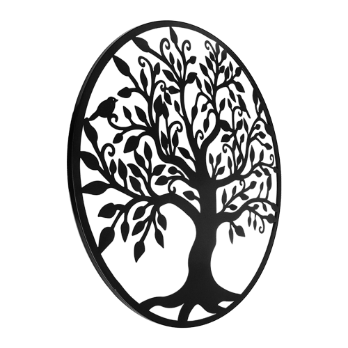 Black Tree of Life Wall Art Hanging Metal Iron Sculpture Garden – 60 cm