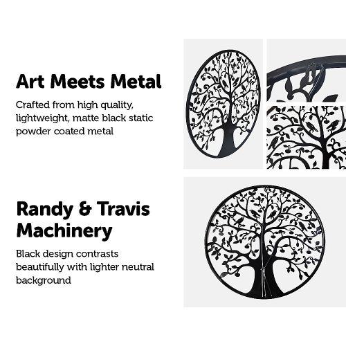Black Tree of Life Wall Art Hanging Metal Iron Sculpture Garden – 60 cm