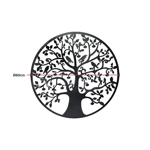 Black Tree of Life Wall Art Hanging Metal Iron Sculpture Garden – 60 cm