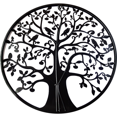Black Tree of Life Wall Art Hanging Metal Iron Sculpture Garden – 60 cm