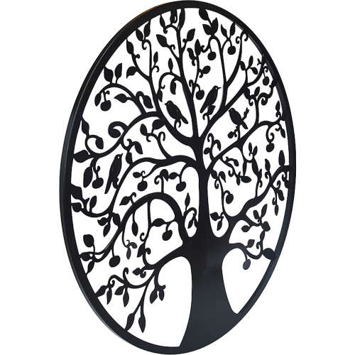 Black Tree of Life Wall Art Hanging Metal Iron Sculpture Garden – 60 cm