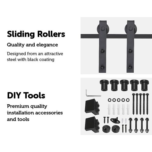 1.8m Sliding Barn Door Hardware Heavy Duty Sturdy Kit
