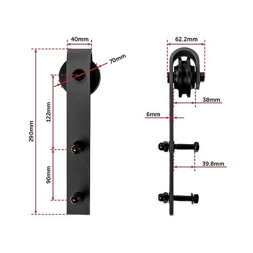 1.8m Sliding Barn Door Hardware Heavy Duty Sturdy Kit