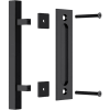 12″ Square Pull and Flush Door Handle Set Barn Door Hardware – Black