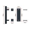 12″ Square Pull and Flush Door Handle Set Barn Door Hardware – Black