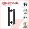 12″ Square Pull and Flush Door Handle Set Barn Door Hardware – Black