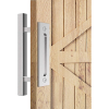 12″ Square Pull and Flush Door Handle Set Barn Door Hardware – Chrome