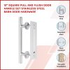 12″ Square Pull and Flush Door Handle Set Barn Door Hardware – Chrome