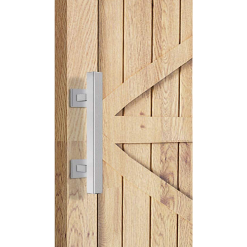 12″ Square Pull and Flush Door Handle Set Barn Door Hardware – Chrome