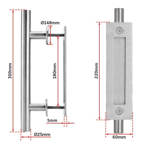 12″ Barn Door Handle Sliding Flush Pull Wood Door Gate Hardware Stainless Steel