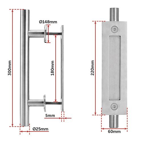 12″ Barn Door Handle Sliding Flush Pull Wood Door Gate Hardware Stainless Steel