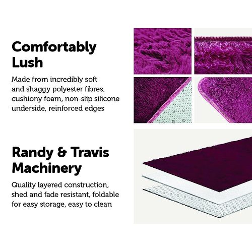 Floor Rugs Large Shaggy Rug Area Carpet Bedroom Living Room Mat – 200 x 140 cm, Burgundy