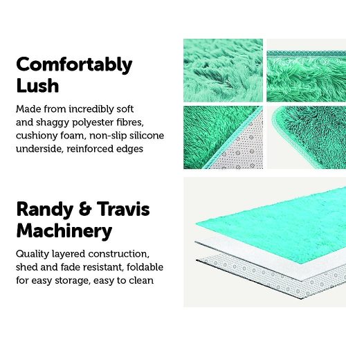 Floor Rugs Large Shaggy Rug Area Carpet Bedroom Living Room Mat – 200 x 140 cm, Turquoise