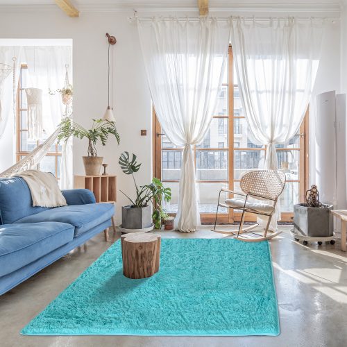 Floor Rugs Large Shaggy Rug Area Carpet Bedroom Living Room Mat – 230 x 200 cm, Turquoise