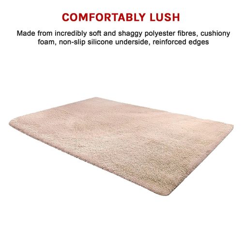 Floor Rugs Large Shaggy Rug Area Carpet Bedroom Living Room Mat – 200 x 140 cm, Beige