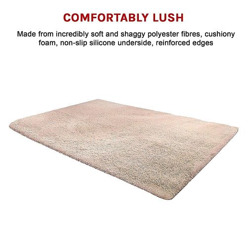 Floor Rugs Large Shaggy Rug Area Carpet Bedroom Living Room Mat – 230 x 160 cm, Beige