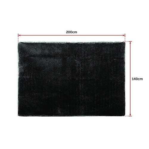 Floor Rugs Large Shaggy Rug Area Carpet Bedroom Living Room Mat – 200 x 140 cm, Black