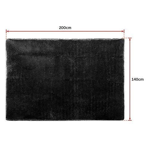 Floor Rugs Large Shaggy Rug Area Carpet Bedroom Living Room Mat – 200 x 140 cm, Black