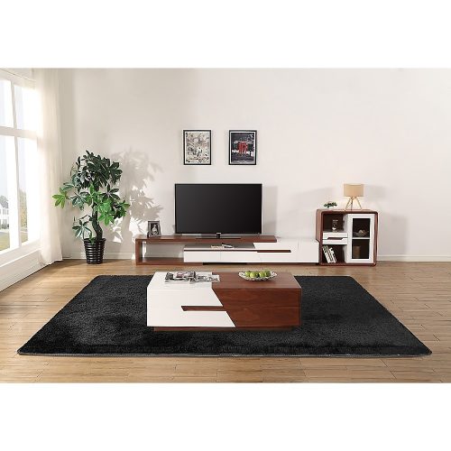 Floor Rugs Large Shaggy Rug Area Carpet Bedroom Living Room Mat – 230 x 160 cm, Black