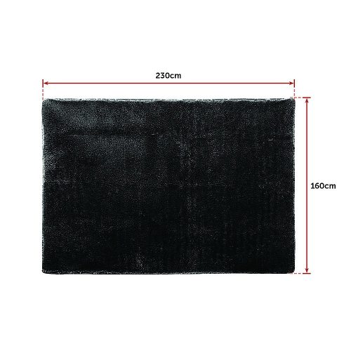 Floor Rugs Large Shaggy Rug Area Carpet Bedroom Living Room Mat – 230 x 160 cm, Black