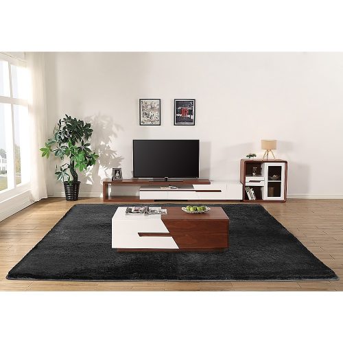 Floor Rugs Large Shaggy Rug Area Carpet Bedroom Living Room Mat – 230 x 200 cm, Black